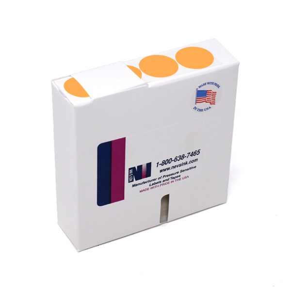 1-1/4" Color Coding Dots Orange Flr - Roll Form